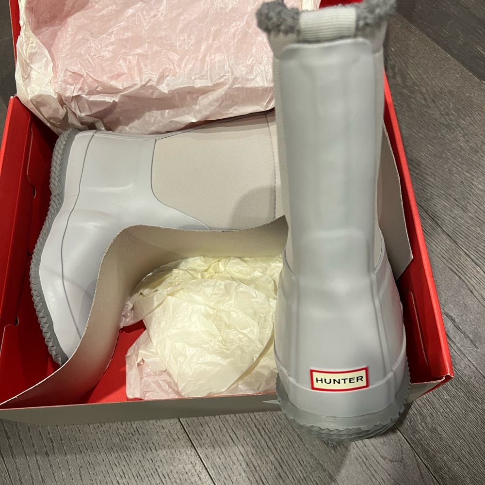 Hunter big kids outdoor insulated roll top vegan shearling snow boots